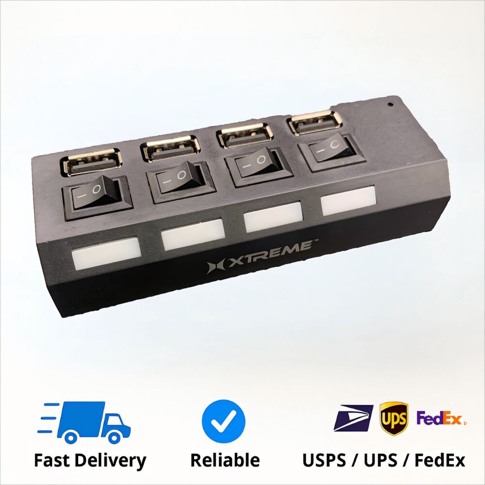 Xtreme tech USB 2.0 Hub 4 port type -C with Power Switches - Black